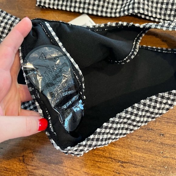 Nasty Gal Brave Soul Gingham Bikini Set Women’s NWT one shoulder high rise - Picture 7 of 8